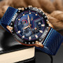 KJ   Top Brand Luxury Stainless Steel Blue Quartz Watch