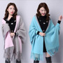 .. Cashmere Tassel Batwing Sleeve Scarf Cape