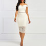 K J Women's Vintage V Neck Floral Lace Dress .