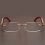 Rimless Wooden Gold Glasses 