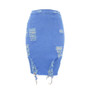  Destroyed Solid Blue Ladies Short Skirt