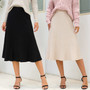  Long Elastic Skirt Black Apricot