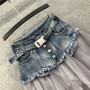  Patchwork Short Jeans Skirt