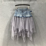  Patchwork Short Jeans Skirt