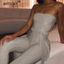 KJ WOMEN  Articat Off Shoulder Sexy Sparkle Jumpsuit