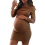 Pregnant  Woman Solid Color Shoulderless Clothes 