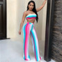 Nice girl Striped 2 Piece Set Women Pant and Top