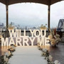 3 ft tall Marry me wood / lighted marquee words.