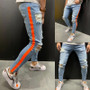 Blue Color Skinny Destroyed Ripped stripe Jean
