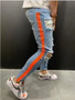 Blue Color Skinny Destroyed Ripped stripe Jean