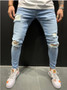 Blue Color Skinny Destroyed Ripped stripe Jean