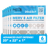 20x22x1 Air Filter 6-Pack MERV 8