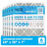 24x30x1 Air Filter 6-Pack MERV 8