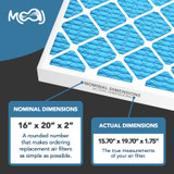 16x20x2 Air Filter Specifications