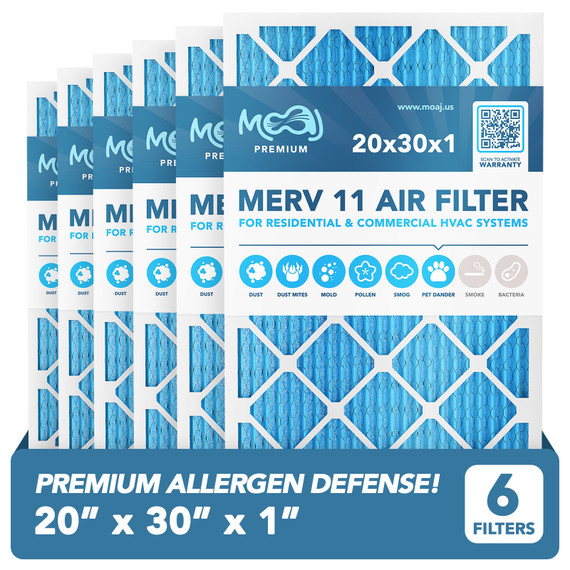20x30x1 Air Filter 6-Pack MERV 11
