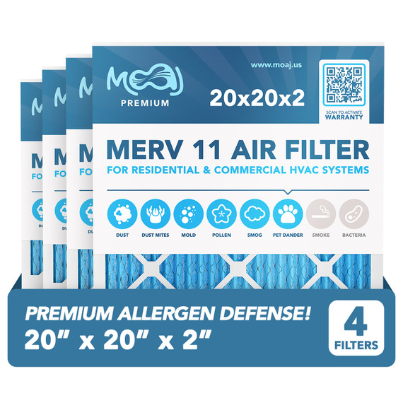 20x20x2 Air Filter 4-Pack MERV 11