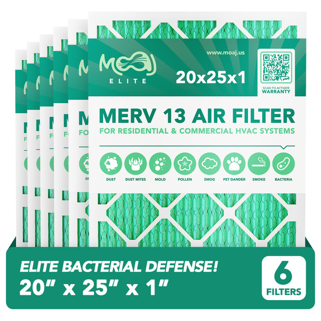 20x25x1 Air Filter 6-Pack MERV 13