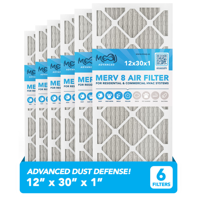 12x30x1 Air Filter 6-Pack MERV 8