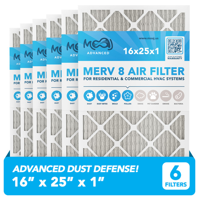 16x25x1 Air Filter 6-Pack MERV 8