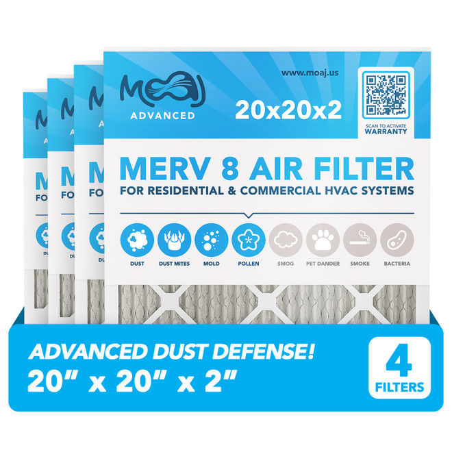 20x20x2 Air Filter 4-Pack MERV 8