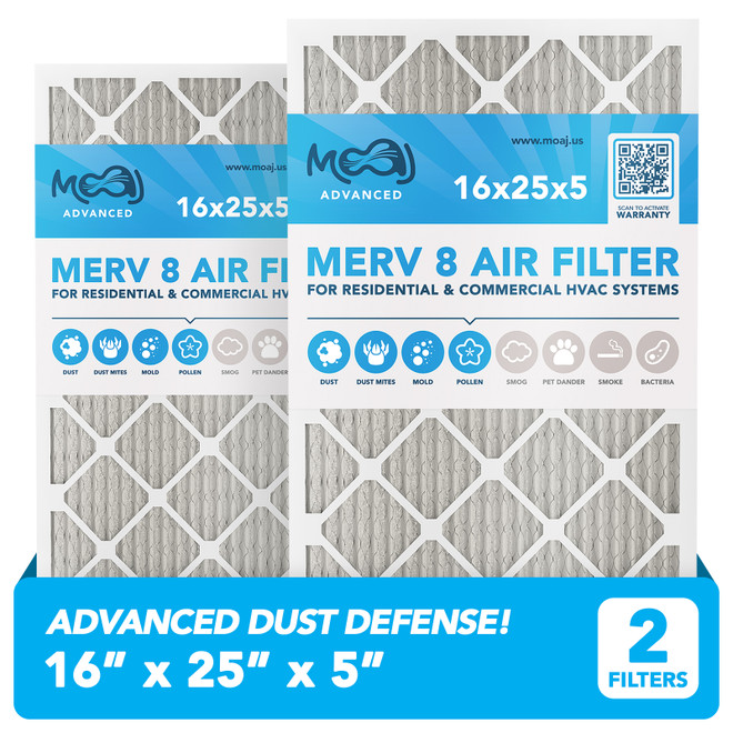 16x25x5 Air Filter 2-Pack MERV 8