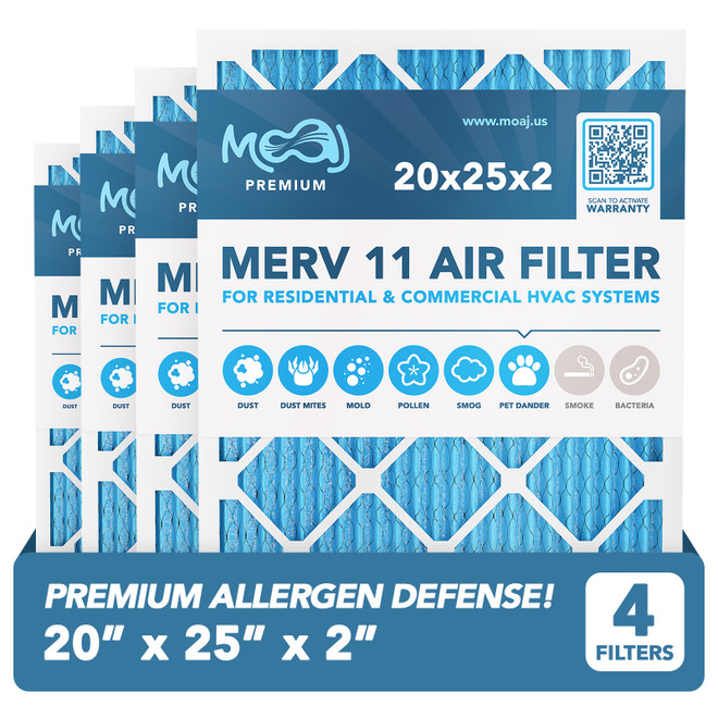 20x25x2 Air Filter 4-Pack MERV 11