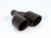 Black Powder Coat Dual 3.5" Double Wall Staggered Rolled Angle Tip 2.5" Inlet