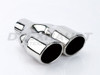 Stainless Steel Dual Oval Round Exhaust Tip 2.25" Inlet 3"x2 Outlet 9.25" Long