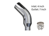 4" In 7" Out Diesel Exhaust Chrome Turndown Elbow Tip 23" Long with SS Clamp