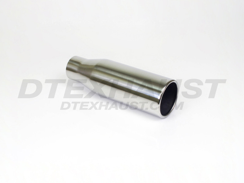 Stainless Steel Exhaust Tip Pencil Rolled 2.25" Inlet 4" Outlet 12" Long