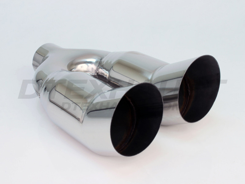 Stainless Steel Exhaust DTM Tip 2.25" Inlet - Dual 3.5" Outlets 11.5" Long