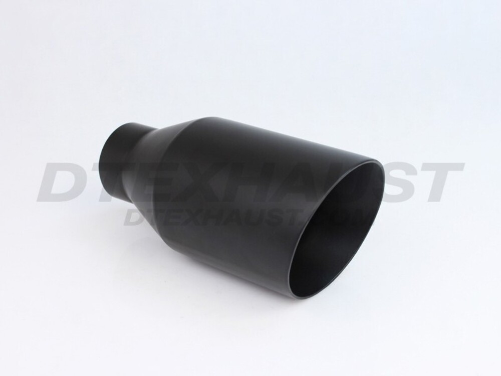 Black Powder Coated Exhaust Tip Double Wall - 2.25" Inlet - 4" Outlet - 8" Long