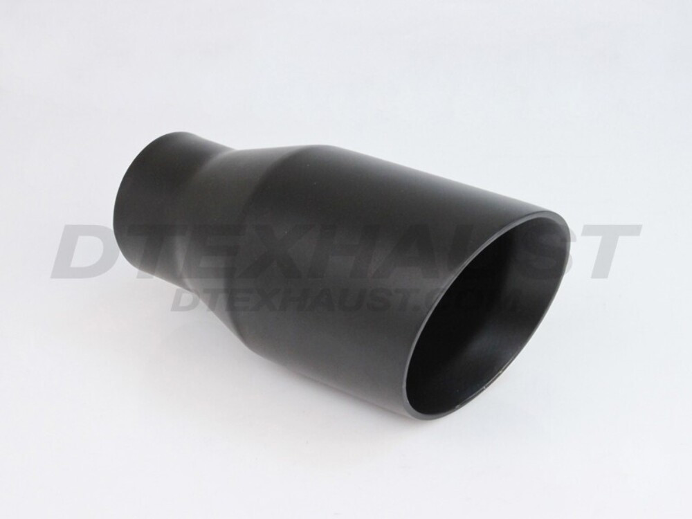 Black Powder Coated Exhaust Tip Double Wall - 2.25" Inlet - 3.50" Outlet - 7" Long