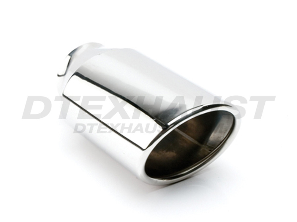 Stainless Steel 3.75" Oval Round Double Wall Tip 2.25" In 3.25" Out 6.5" Long