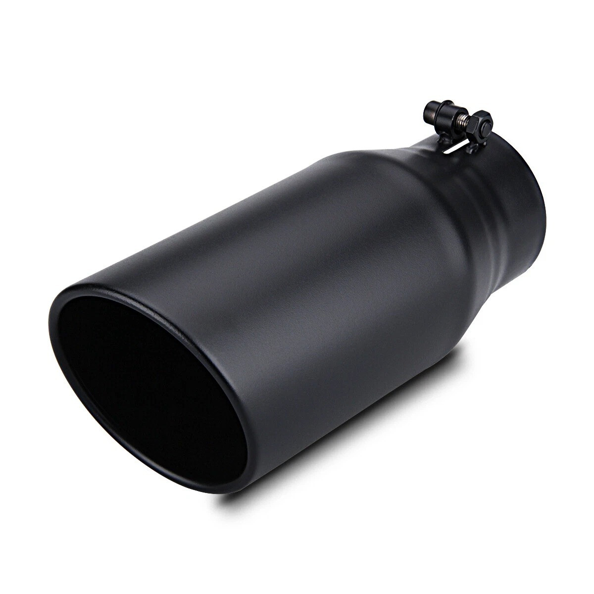 Black Powder Coat Rolled Angle Bolt on Diesel Tip 4" Inlet 8" Outlet 15" Long