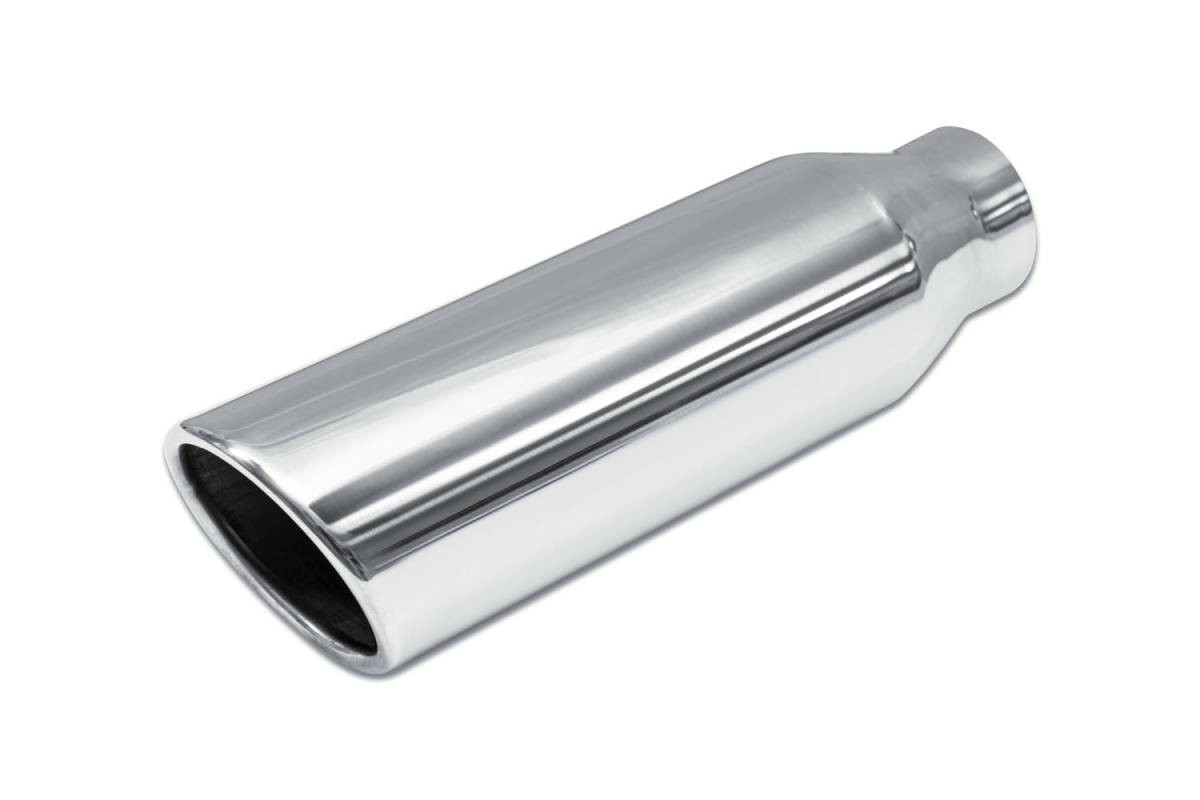 Stainless Steel Polished Tip Rolled Angle - 2.25" Inlet - 3.5" Outlet - 12" Long