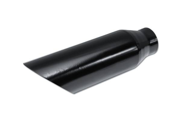 Black Powder Coat Exhaust Tip Angle Cut - 2.25" Inlet 3.5" Outlet 12" Long