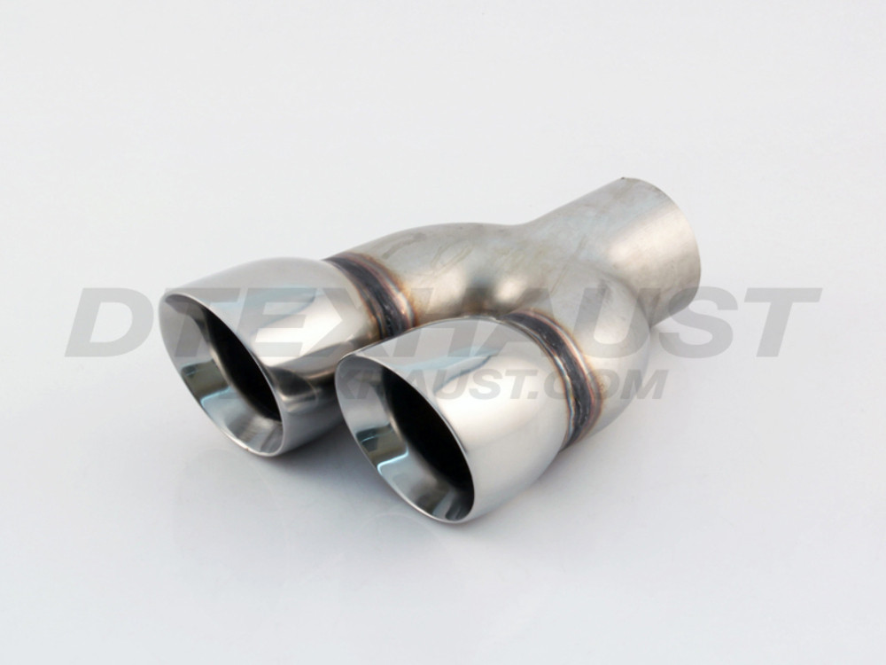 Stainless Steel Dual 3" Double Wall Angle Passenger Side 2.25" In 6.25" Out