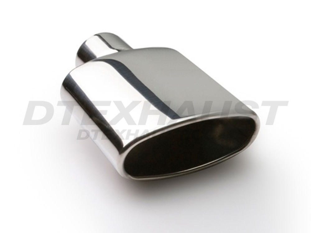 Stainless Steel Oval Round Exhaust Tip 2.25" Inlet 6x2.9" Outlet 9.4" Long