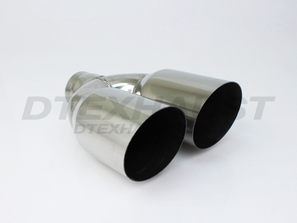 Stainless Steel Dual 3.5" Single Wall Angle Cut Tip 2.25" In 7.25" Out 10"Long