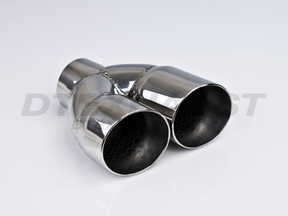 Stainless Steel Dual 2.75" Double Wall Resonated Tip 2.25" In 5.75" Out 6" Long
