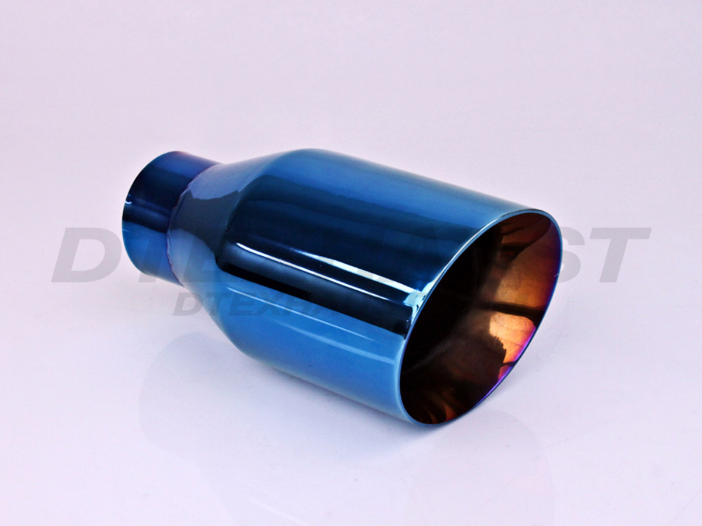 Blue Burned 4" Double Wall Angle Cut Exhaust Tip 2.25" In 4" Out 8" Long