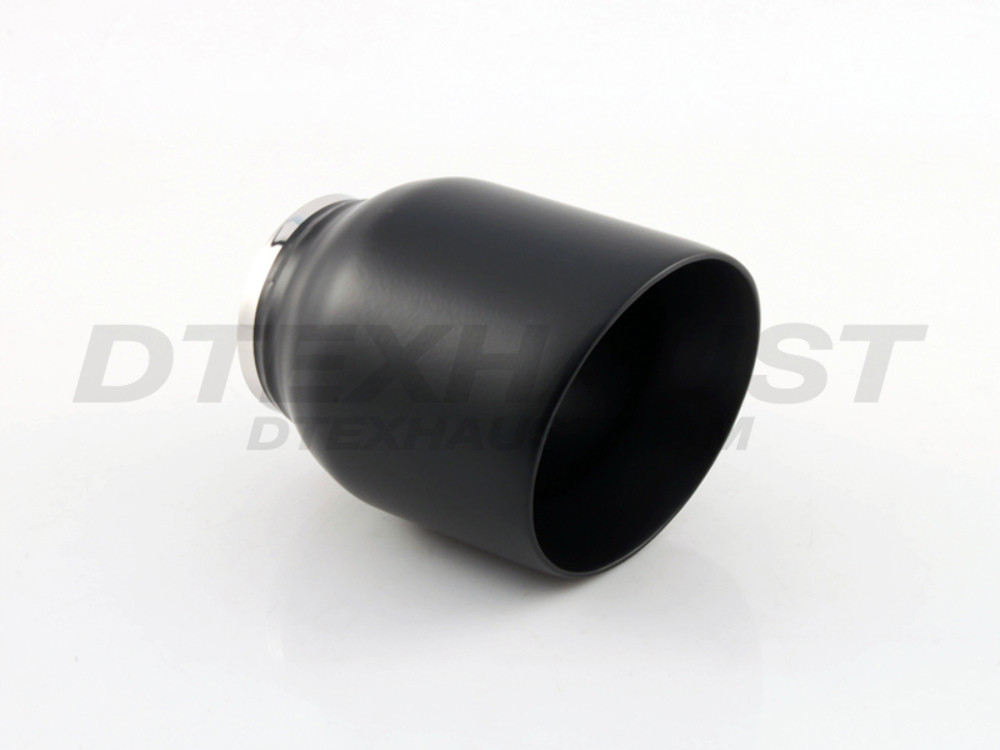 Black Powder Coat Double Wall Angle Tip 2.5" In 4" Out 5.25" Long