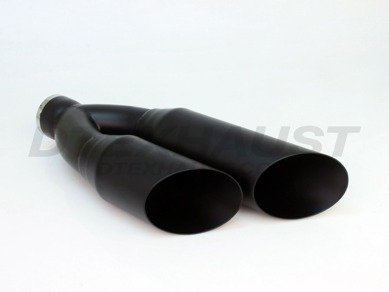 Black Powder Coat 3.5" Dual Side Way Tip 2.5" In 3.5"x2 Out 18" Long