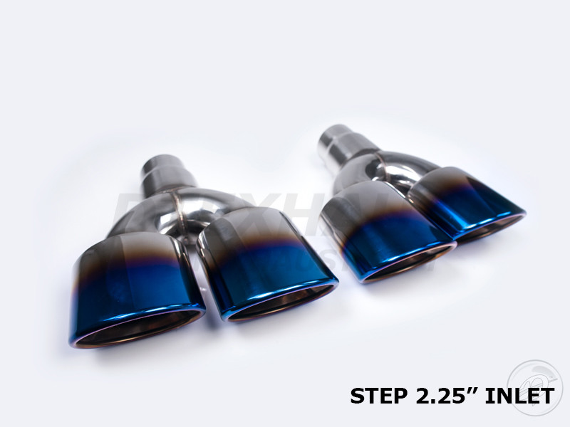 Blue Flame 4" Dual Rolled Angle Double Wall Exhaust Tips 2.25" In 8.25" Out-Pair