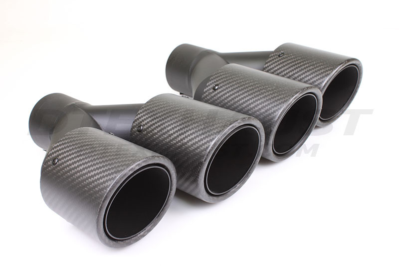Carbon Fiber 3.5" Dual Double Wall Angle Exhaust Tips 2.5" In 7.25" Out 