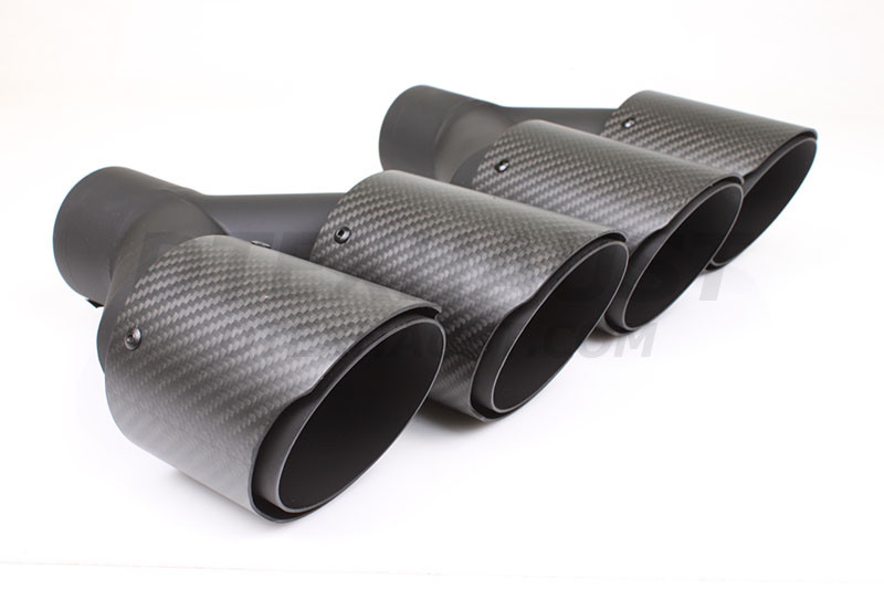 Carbon Fiber 3.5" Dual Double Wall Slant Exhaust Tips 2.5" In 7.25"x2 Out 