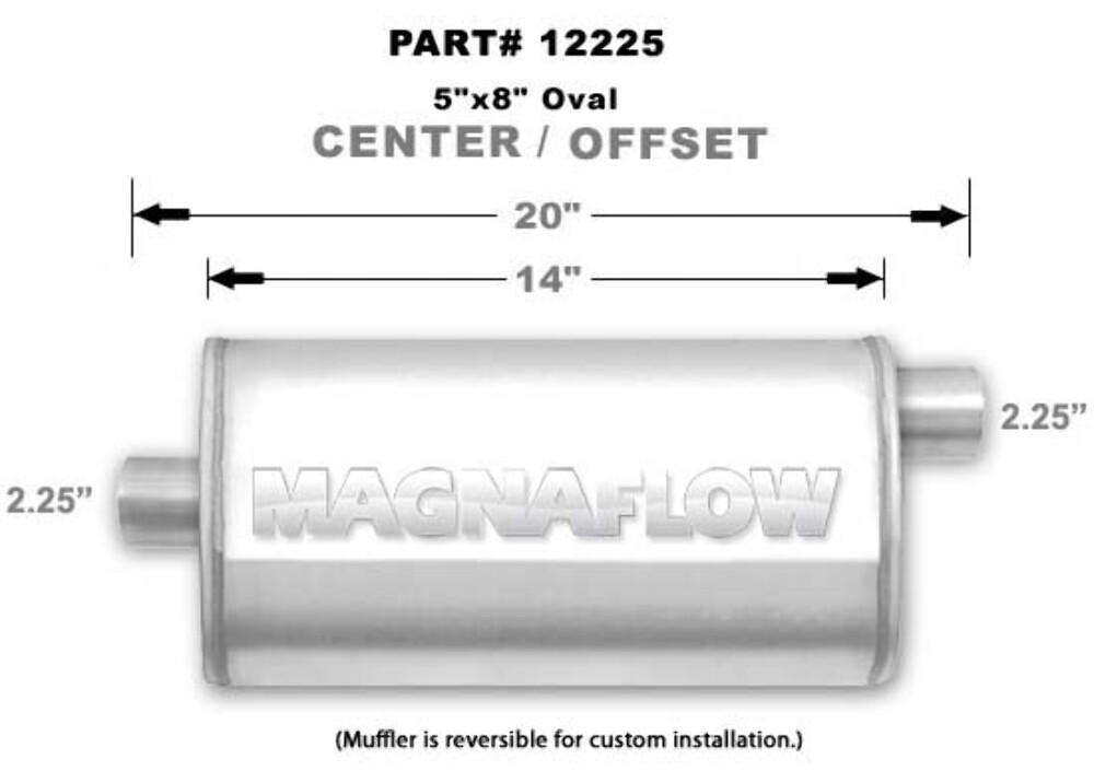 MagnaFlow 5" x 8" Oval Muffler 12225 - 2.25" Offset/Center  - 14" Body
