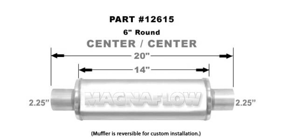 MagnaFlow 6" Round Performance Muffler 12614 - 2.25" Center/Center - 14" Body
