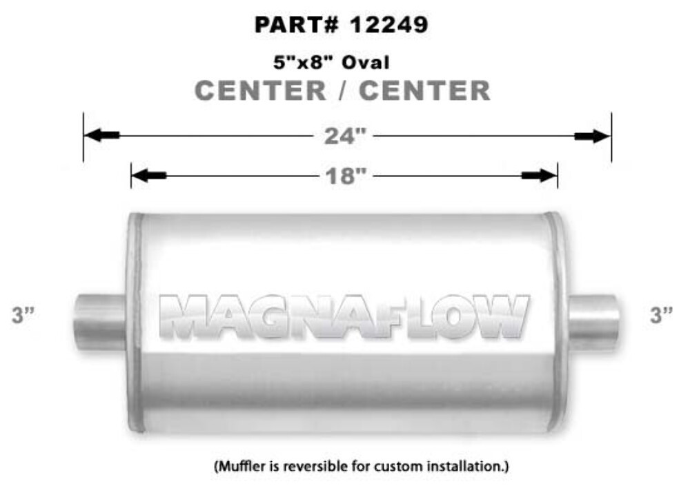 MagnaFlow 5" x 8" Oval Muffler 12249 - 3" Center/Center  - 18" Body